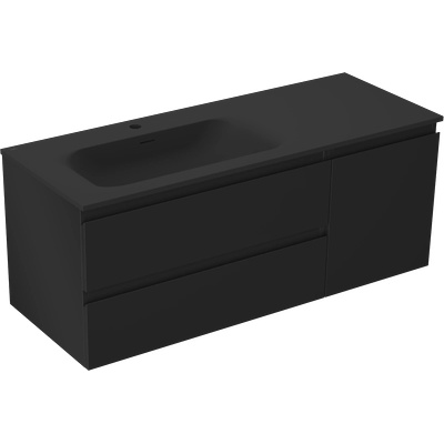 Orio шкаф за баня 120 см с мивка Vela ляв, 2S, 1D, черен мат - 91A13-12047-3-BBFFF71-W23L71 (91A13-12047-3-BBFFF71-W23L71)