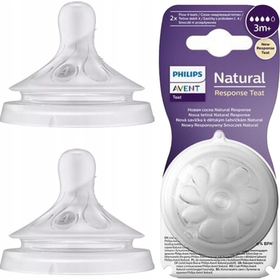 Avent Philips cumlík Natural Response 4 stredný prietok 2 ks transparentni