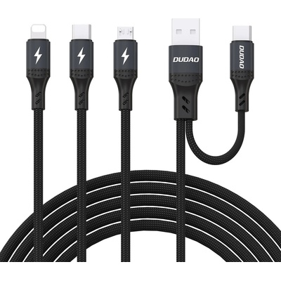 Dudao L3W USB-A/USB-C na Lightning/USB-C/MicroUSB 66W černý