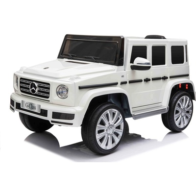 Mercedes G500 12V Акумулаторен Джип, Бял, Литиева Батерия, 2.4 GHz Дистанционно Управление, LED Светлини и Задно Окачване (54896525)