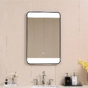 Inter Ceramic Правоъгълно огледало за баня 55/85 см, с кант черен мат, вградено led осветление и нагревател (1854)