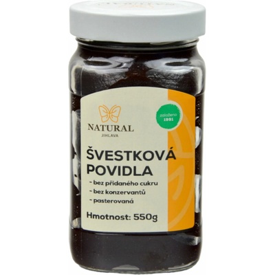 Natural Jihlava Slivkový lekvár bez pridaného cukru 550 g