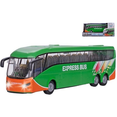 KIDS GLOBE Autobus kovový zpětný chod na baterie Světlo Zvuk