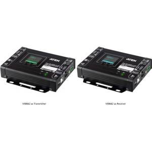 ATEN Удължител ATEN True 4K60Hz, през IP, приемо-предавател, H. 265, USB, RS-232, HDMI, 100 м - VE8662-AT-G (VE8662-AT-G)