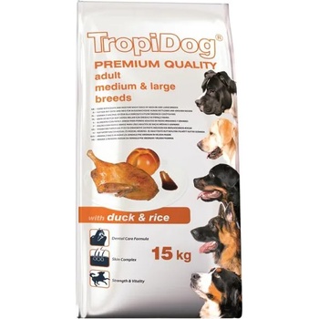 TropiDog Premium Adult Medium & Large Breeds - Duck & Rice 15 kg