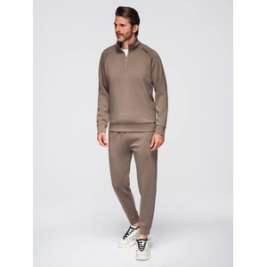Ombre Clothing Мъжки спортен екип суитшърт с яка + панталони джогър - сивокафяв V3 Z117 Ombre Clothing Ombre Clothing | Siv | МЪЖЕ | M