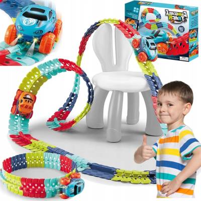 Stator Flexibilní autodráha XXL smyčka závodní dráha 3,2 m + LED auto