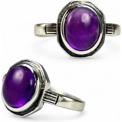 Drakkaria Středověký stříbrný prsten ametyst P46298