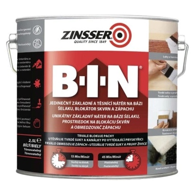Zinsser B-I-N – šelakový základní nátěr a blokátor skvrn - 10 l