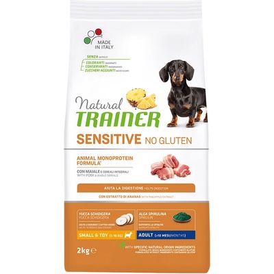 Natural Trainer Natural Sensitive 2 кг суха храна за кучета Natural Trainer Sensitive No Gluten Adult Mini Pork