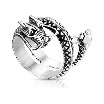 Šperky4U Pánský ocelový prsten drak OPR1836