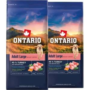 ONTARIO Възрастни Големи Контрол на Теглото Пуйка и Кафяв Ориз 2 x 12 кг