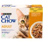 Cat Chow Adult Храна за котки с пилешко и тиквички в желе 10x85 г