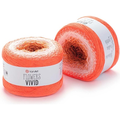 Yarn Art Flowers Vivid 512 rezavá, bílá, neonově oražnová