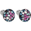Evolution Group strieborné náušnice kôstka s kryštálmi Swarovski mix farieb okrúhle 31136.4 galaxy