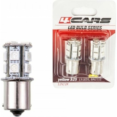 4Cars LED žiarovky 13 LED 12 V S25-5050SMD BAU15S orange 2 ks 92445