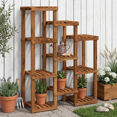 vidaXL Стойка за растения Натурално 85 x 30 x 114, 5 см (903106)