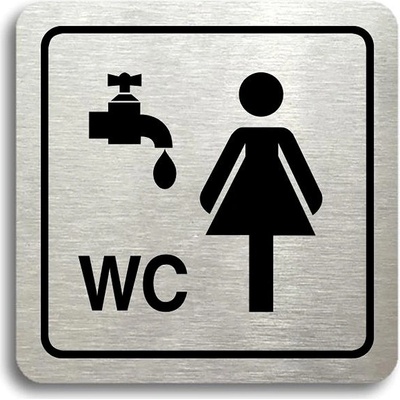Accept Piktogram „umyváreň, WC ženy“ (80 × 80 mm) (strieborná tabuľka – čierna tlač)