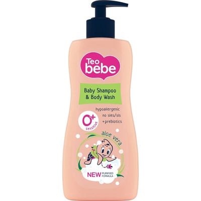 Teo Bebe Шампоан за коса и тяло Teo Bebe - Алое и пребиотик, 400 ml