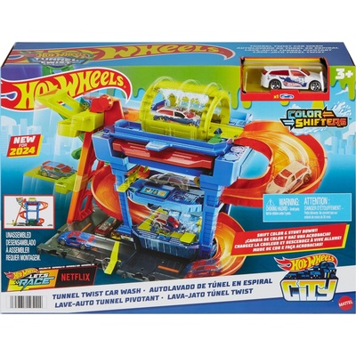 Mattel Hot Wheels CITY COLOR SHIFTERS AUTOMYČKA S OTOČNÝM TUNELEM