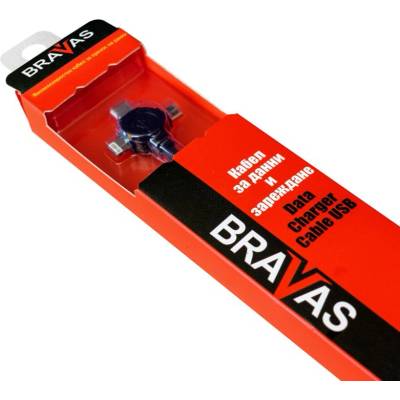BRAVAS Кабел BRAVAS USB 3-в-1 комбиниран / 1 m / Зареждане и данни / Сертифициран