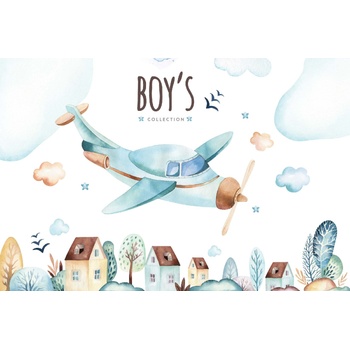 DIMEX ART s. r. o Флизелинов фототапет самолет, акварел 375 x 250 см