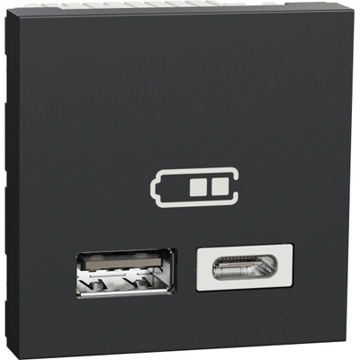 Schneider Nová UNICA strojek 2modul nabíjení USB A+C 2.4A; antracit