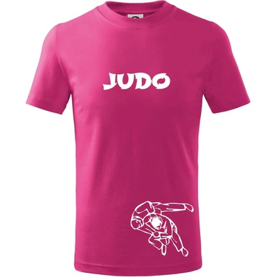 Judo nápis postavy tričko dětské bavlněné malinová