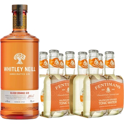 Whitley Neill Blood Orange Gin 43% 0,7 l & Fentimans Valencian orange tonic 8 x 0,2 l (set)