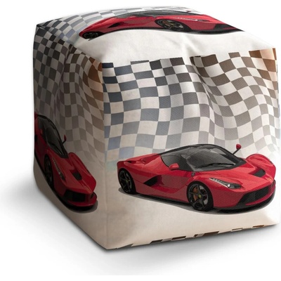 Sablio Taburet Cube Ferrari Závodní vlajka: 40x40x40 cm