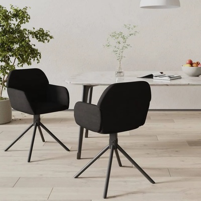 vidaXL Въртящи трапезни столове, 2 бр, черни, кадифе (344746)