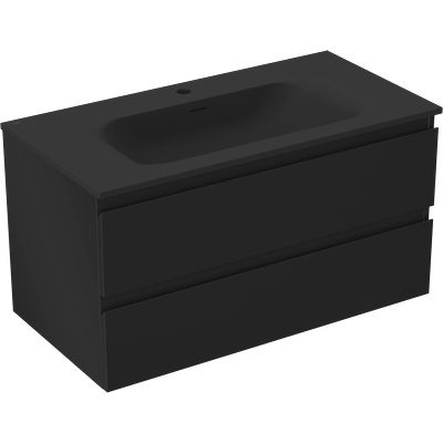 Orio шкаф за баня 90 см с мивка Vela, 2 чекмеджета, черен мат - 91A10-09047-2-BFF71-W23M71 (91A10-09047-2-BFF71-W23M71)