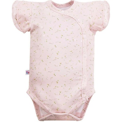 Eevi Dojčenské zavinovacie body krátky rukáv Meadow kvetinky ružové