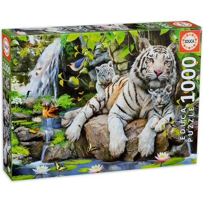 Educa Пъзел Educa от 1000 части - Бял бенгалски тигър с малките си (EDU14808)