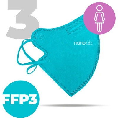 Nanolab nano bezpečný respirátor FFP3 dámsky modrý uni 3 ks