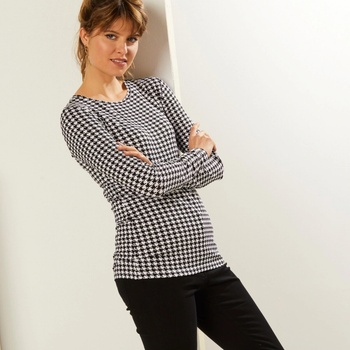 Jednofarebné tričko s dlhými rukávmi a okrúhlym výstrihom sivá