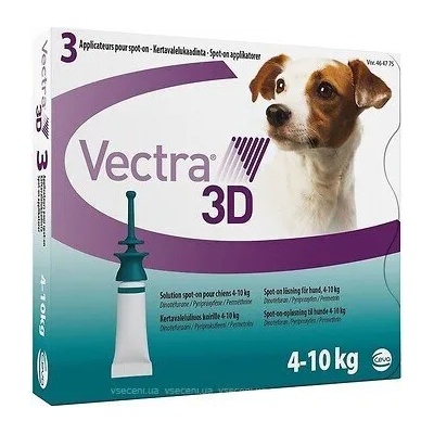Ceva Vectra 3D Вектра 3Д против бълхи, кърлежи, мухи, комари, за кучета от 4 до 10kg