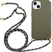 AppleMix Apple iPhone 15 - slamka - so šnúrkou khaki zelené