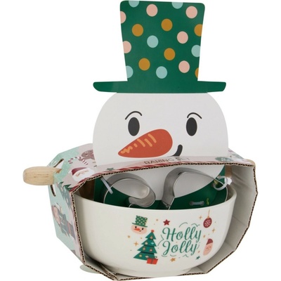 Vánoční sada na pečení Sněhulák – miska, váleček, vykrajovátka – Zboží Mobilmania