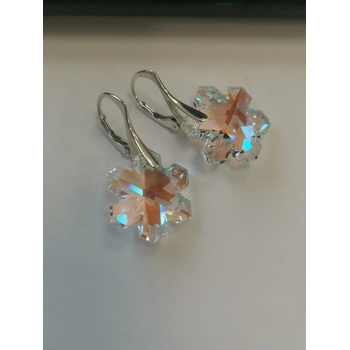 For You strieborné náušnice Swarovski elements vločka dúhovo-modré Crystal Blue AB nau-vlocka-003