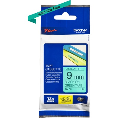 Páska Brother TZ-721 (Černý tisk/zelený podklad)