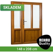 SKLADOVÁ-OKNA REHAU Smartline+ Bílá dovnitř / Zlatý dub ven 148 x 208 cm pravé