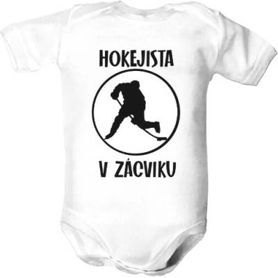 T shock Dětské body s potlačou Hokejista v zácviku body dětské Bílá