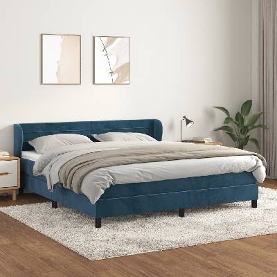 Petrashop 3127569 Boxspring postel s matrací tmavě modrá samet Modrá