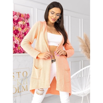 Fashionweek Pletený svetr cardigan s kapucí NEON SV044 3681 Meruňkový