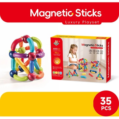 Armtoys ДЕТСКИ МАГНИТЕН КОНСТРУКТОР ПРЪЧКИ 35 ЧАСТИ