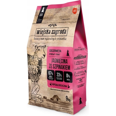 Wiejska Zagroda Puppy Small & Medium Jehněčí se špenátem 9 kg