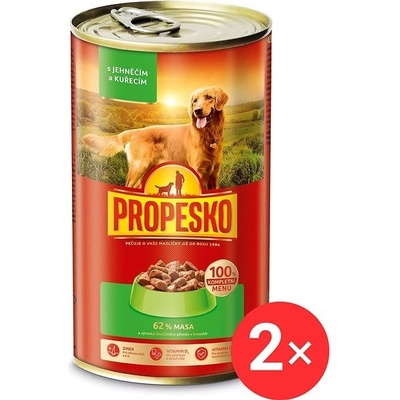 Propesko Adult s jehněčím a kuřecím v omáčce 2 x 1240 g