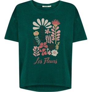 GreenBomb Дамска тениска GreenBomb Les Fleurs Feel T-shirt - Petrol Green - размер XS (916-7663-0111)