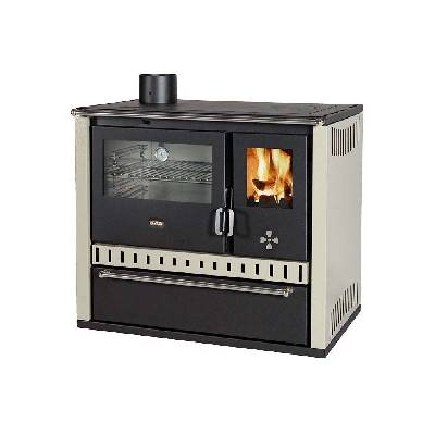 Sporák na tuhá paliva s teplovodním výměníkem PRITY GT W10 FI S DR, nerezová trouba, slonová kost, levá (Sporák na tuhá paliva s teplovodním výměníkem PRITY GT W10 FI S DR, nerezová trouba, slonová ko